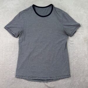 Lululemon Gym Shirt Men's Medium Gray Stripe Everyday Short Sleeve Pullover Tee